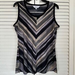 WOMEN'S BLACK & GRAY MISOOK BUSINESS SLEEVELESS SHIRT TOP,  SIZE: SMALL